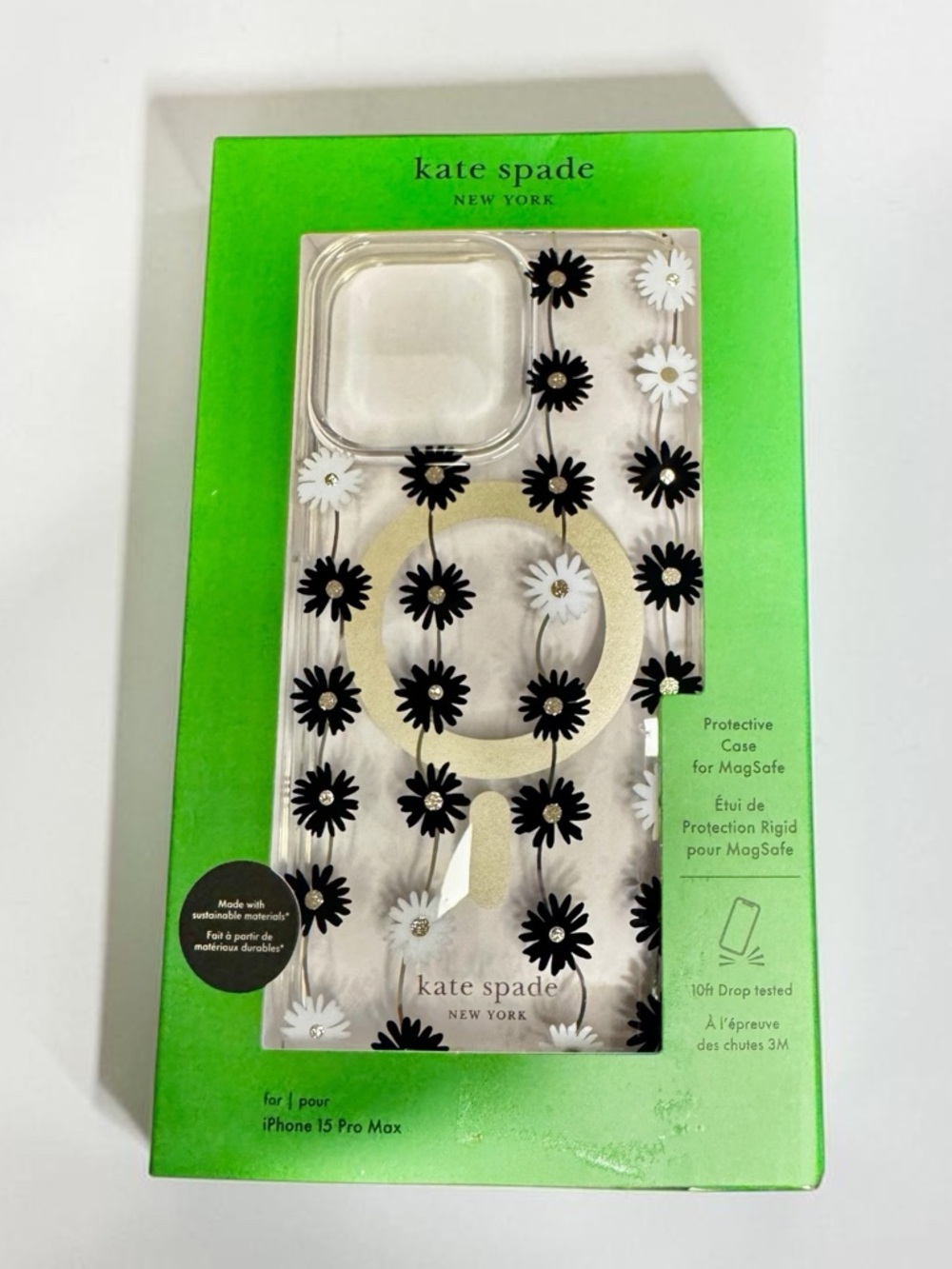 Kate Spade iPhone 15 Pro Max MagSafe Case - Black/White Daisy